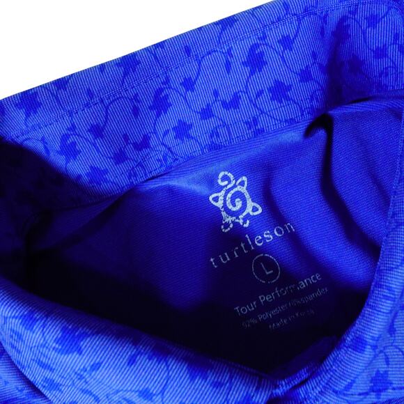 Turtleson Tour Performance Ballen Isles Golf Polo Shirt Paisley Blue Mens Large - Picture 4 of 7